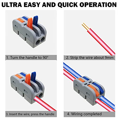 Draadconnectoren, 14 st Nieuwe Mini Lever Nutconnector, SPL-2M Compacte Draadconnectoren, Snel Terminal Blokkabelconnector (Multicolor) 3