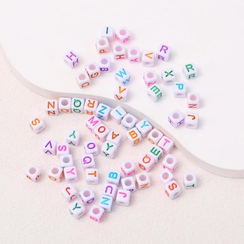 Acryl brief kralen 400 st 8mm witte kralen zwarte letters alfabet kralen A tot Z kubus voor DIY het maken van armbanden ketting sieraden 3