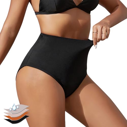 Menstruele broeken, High Waist Bikini Periode Zwemkleding, Menstrueel Leakproof Ondergoed Zwembroeken, Geschikt voor Zwemmen, voor Meisjes, Tieners Vrouwen, Zwart