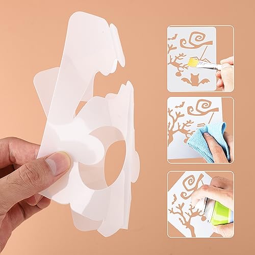 28 Stukken Halloween Stencils, Stencils om pompoen vleermuis Spider Ghost elementen Stencils te schilderen op muren voor scrapbooking DIY Craft Wood Wall Decor 5