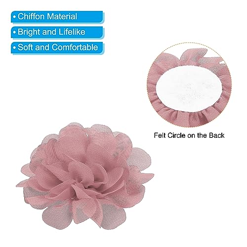 7cm Chiffon Bloemen, 10st Mesh Stof Bloemen Naaistof Appliques Hoofdband Decoraties voor DIY Craft Bruiloft Decor, Vuil Roze 4