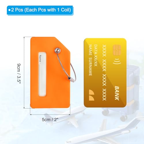 Initial Bagage Tags, 2 stuks Siliconen geval Tag ID kaarthouder Unieke Bagage Naam Tags met roestvrij stalen lus, brief H, oranje