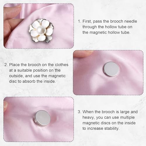 4 Paar Mini Magnetisch Pin Brooch Converters, Magnetische sluitingen voor kleding Metalen Pin ruggen Bijna onzichtbare Pin Converter voor Hijab Sjaals Dunne stof 5