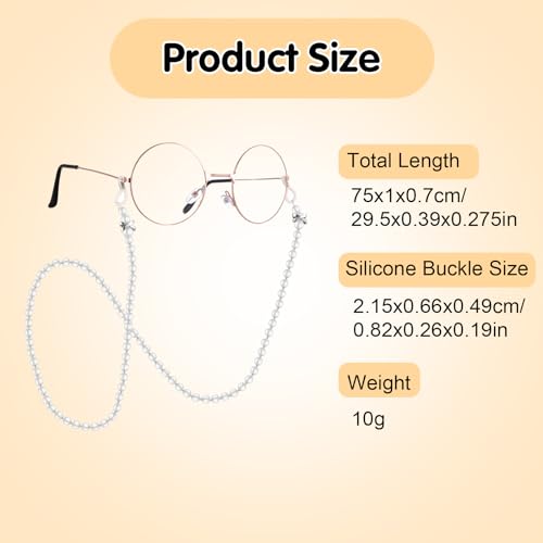 Parel glazen ketting, anti-slip en druppelvrije glazen ketting, glazen riem houder voor vrouwen en meisjes, zonnebril, maskers, ketting, hangkoord 5