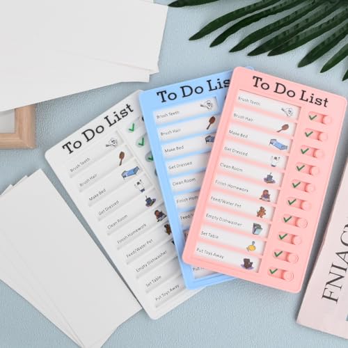 3 stuks to-do lijst checklists, kids karre grafiek, memo checklist boards, draagbare memo boards, dagelijkse planning planner met 10 blanco papier voor thuis, het leren van planning, herinnering 4