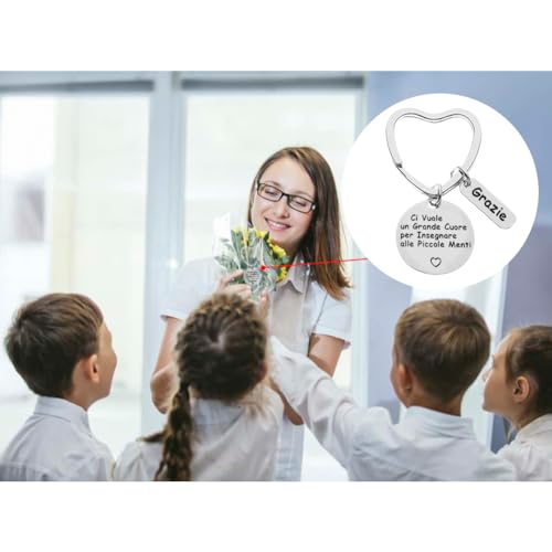Meester Keychain, 4 stukken, Roestvrij staal Dank u Meester Diverse sleutelhangers, voor leraren, Professor Coach, Cadeau voor leraren, Zilver, One Size 3