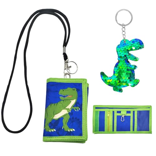 Zipper portemonnee jongens Dinosaurus patroon 9-12 jaar met Dinosaurus sleutelhanger