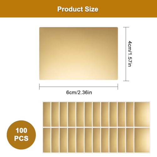 Pak van 100 Krasstickers, 60 x 40 mm, Rechthoekige Krasstickers, Zelf-Adhesive, Gratis Krasstickers, Goud voor verrassingen, Uitnodigingen, Scrapbooking, Groetkaarten, Cadeaubonnen