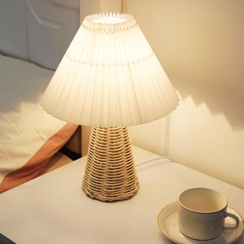 Dpofirs Leuke kleine tafellamp, Rattan Bedside Table, Moderne Bedside Lamp voor Slaapkamer Home Office Decor Bedside Bedside Mini Lamp