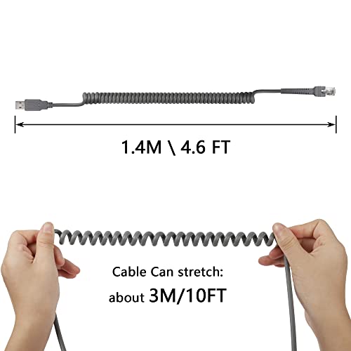 3M USB A naar RJ45 Coiled Spiral Extension Kabel Compatibel met Symbool Barcode Scanner Ls2208ap Ls1203 Ls4208 Ls4278 Ds6707 Ds6708 USB Kabel 5
