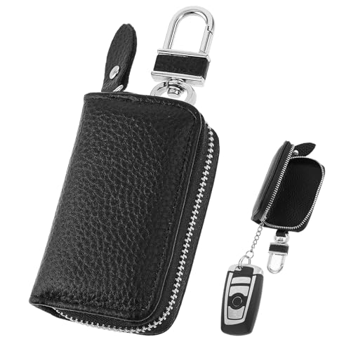 Autosleutelhanger, Lederen sleutelhanger Carabiner, Sleutelhouder Koffers Keychain Keyless Ga bescherming auto sleutel vak sleutelhouder sleutelloze auto sleutelhoes met haak, wit, 1, wit