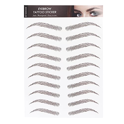 Wenkbrauw Tattoo Sticker, Eyebrow Transfers Stickers Waterdicht 4D Haar als Care Shaping Eyebrow Sticker Valse wenkbrauwen Lange aanhoudende waterdichte make-up Eyebrow Transfers(Brown-08)
