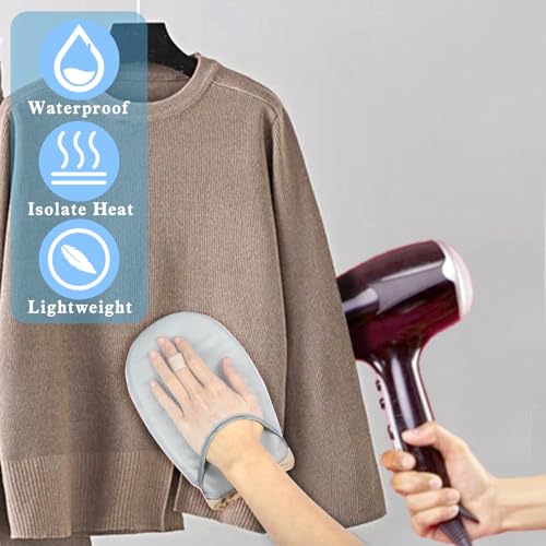 Kleding Steamer Strijkhandschoenen, Heat Resistant Waterdichte Strijkhandschoen Anti-Steam Handschoen Mini Strijkplank Steamer Accessoires met Finger Loop voor kleding Steamers 4
