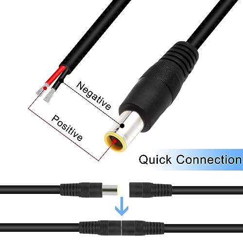 DC7909 Power Pigtails Cable, 12V DC 8mm Plug om Wire Open End Voeding Reparatie Vervanging Barrel Connector Cord, 16AWG DC 7.9x5.5mm voor Solar Cell Laptop Camera, 4st 4