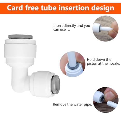 1Stuks Waterzuiveraar Fitting, 3/8" tot 1/4" Elbow Push Fit Quick Connect, Ro Water Filter Fitting voor Drinkfonteinen, Filters 5
