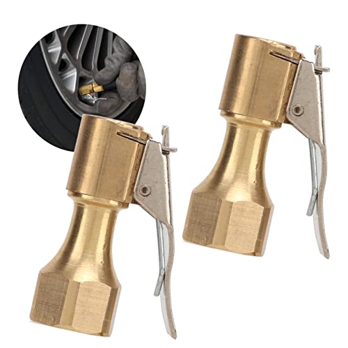 2Pcs Air Chuck met Clip, Valve Adapter, Locking Tire Pump Nozzle Connector, Clip Op Messing Interne Thread Tire Pump Mondstuk Converter Universeel voor Inflators 5