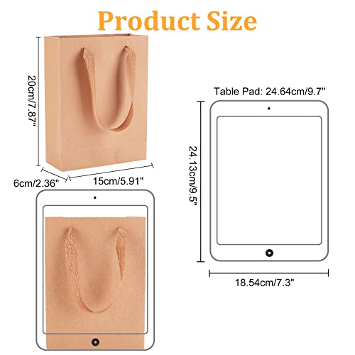 Verpakking van 10 papieren tassen, dikke kartonnen winkeltassen met handvat voor verpakkingsbedrijven voor gastengeschenken, 20 x 15 x 6 cm