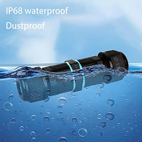 Waterdichte kabelconnectoren IP68 Black Nylon 3-pins 2-pins waterdichte stofdichte UV-bescherming voor kabeldiameter 4-8 mm 5