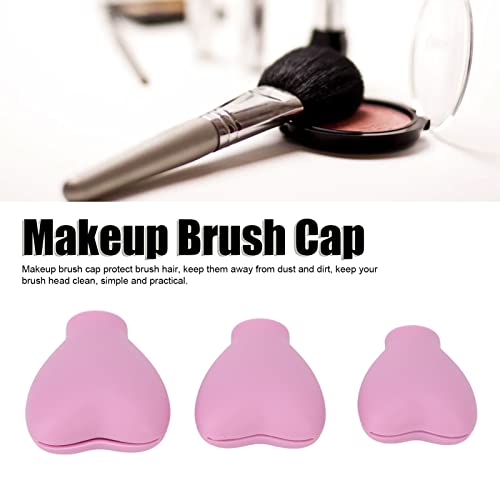 3 Make-up penseelbeschermer Make-up borstelhoes reizen, Portable Silicone hartvorm Cute Cosmetic Penseel Guard Hoes voor reizen Huis, voor vrouwen en meisjes 5