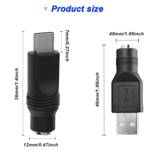 DC-plug met USB-adapter 5.5mm x 2.1mm & DC-plug met Type-C-adapter 5.5mm x 2.1mm 5V-converterplug voor USB-apparaten en laptops (Terug van 10)