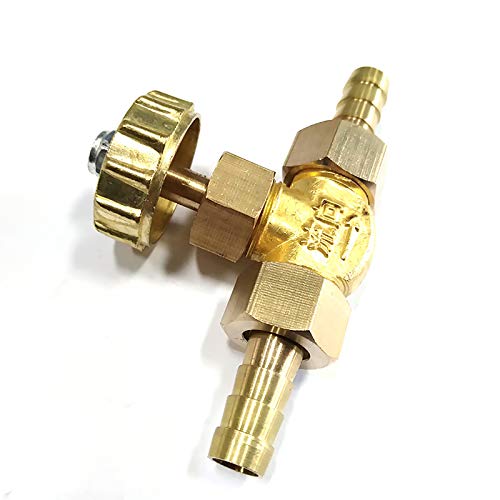 1/4" Messing Naald Valve Propaan butaan Gas Richter Barbed Wire Spigots 1 Mpa Parallel Controle Naaldventiel Vervanging voor watergasolie Tweewegstroom (Parallel Fit Valve, DN 2mm)
