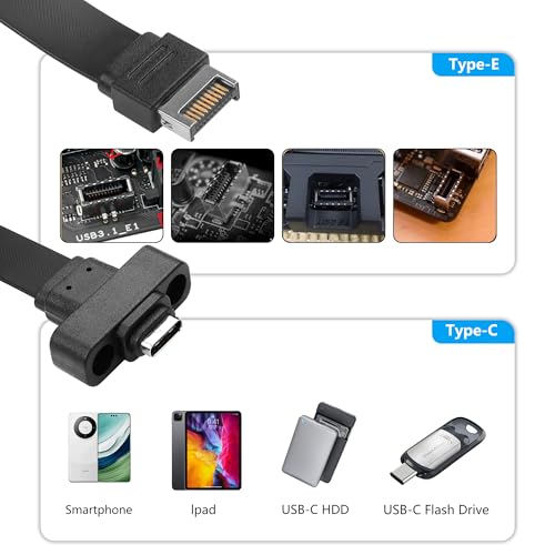 USB 3.1 Front Panel Header Type-C Uitbreiding Kabel Type-E 20Pin Man naar USB-C Vrouwelijke Kabel met Panel Mount Schroef 10Gbps 30cm/11.8inch