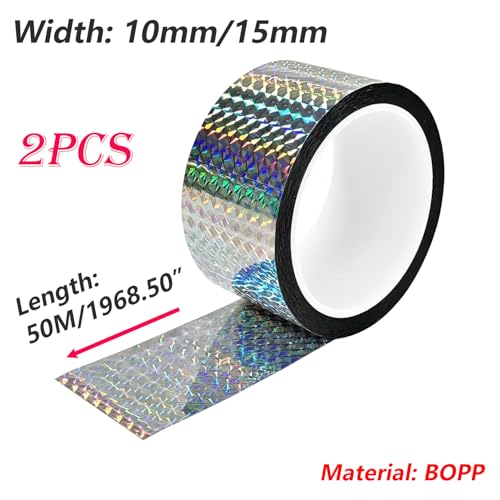 2 Rolls Craft Decoratieve Kleefband, 15mm x 50m Dekking Tape, voor DIY Art Craft Verpakking Decoratie, Zilver