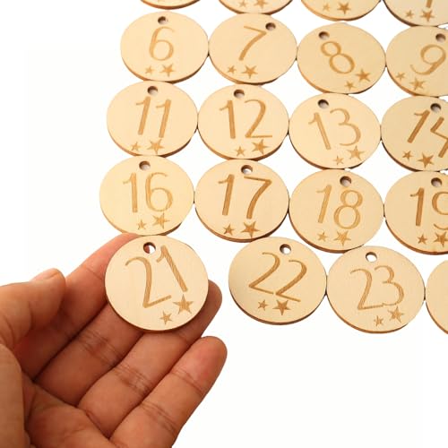 2SETS Adventskalender, Cijfers, hout, 1-24 stuks, met cijfers, hout, Kerstmis, (natuurlijk) 3