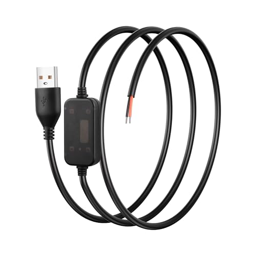 DC Boost Cable 5V to 12V USB Boost Converter, USB 2.0 Plug to Bare Wire Geschikt voor camera's, Mini Speakers, USB Fans Etc. - 1m