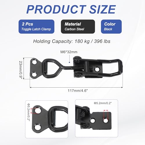 Toggle Latch Clamp 4002 Style, 2Scs Carbon Steel Verstelbare Klemmen Snel Release Roker Pull Hasp Latches 400Lbs Latches 400LB lager voor Box Lid Jig, zwart