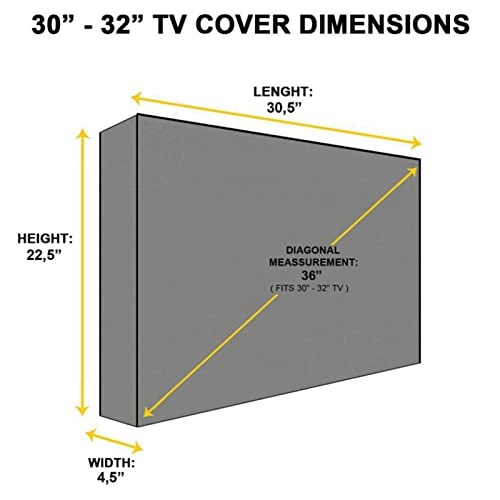 Sea Universal Weatherproof Outdoor TV Cover Weatherproof Universal Weather Protection for 30-32 Inch TVs Black 3