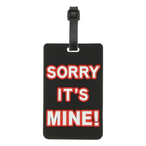 Bagage-tag (sorry dat het van mij is), PVC Leuke reis bagage tas Tag koffer identificatie Tag voor vrouwen mannen, zwart