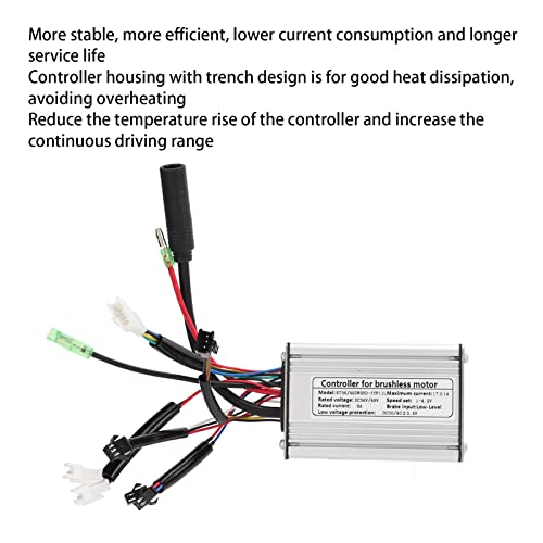 Bike Motor Controller, KT 17A Controller 36V 48V Motor Controller Vierkante golf met dubbele einden String Lights SM-aansluiting voor 350W Motor 3