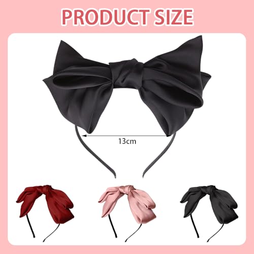 3 st Bow hoofdbanden voor vrouwen Vintage hoofdbanden Knot Hair Band Fashion Non-Slip Multicolor Alice Hair Accessoires Satin Ribbon Bow Set voor vrouwen en meisjes dagelijks Party Work(3