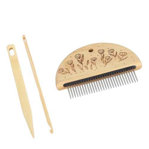 Houten Weven Comb, Loom Kit, Professionele Houten Loom Comb Big Eyes Naald 4mm Haak haak haak set voor het maken van DIY ambacht gereedschap (Type 3)