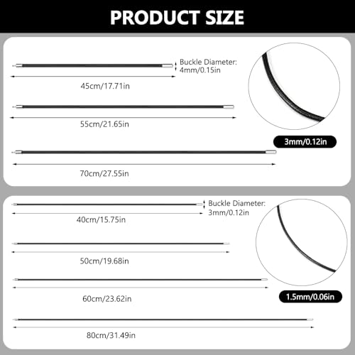 7Pcs Gevlochten lederen ketting voor vrouwen en mannen, 1.5/3mm Heren ketting op zwart Waxed Touw, 40-80cm Zwarte lederen ketting / / armband met sluiting, lederen ketting voor mannen dames hanger, Polyester, Nee