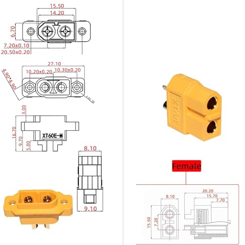 5 paar XT-60 Plugs + 5 paar XT60E-M Flush-Mount Plugs Lipo Battery Connectors 2pin Connector Kabelplug 3