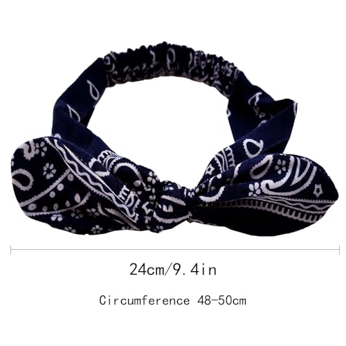 6 stukken Elastische Paisley Bandanas Boho Knot Retro hoofdbanden Breed verstelbaar haar boog decoratie leuke konijn oor hoofdbanden accessoires voor meisjes vrouwen Yoga make-up sport