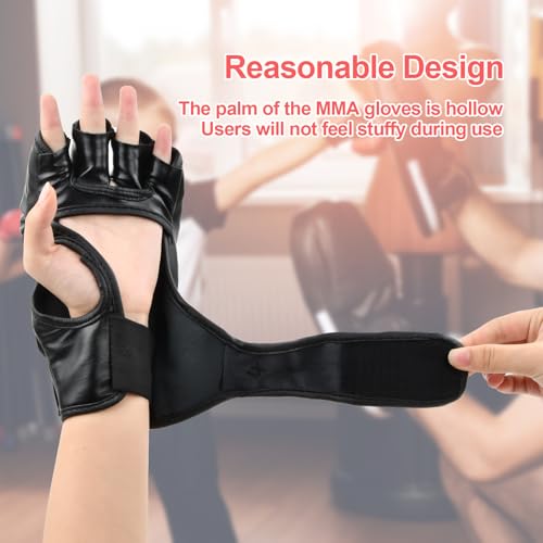 MMA Bokshandschoenen voor mannen en vrouwen, Sparring Handschoenen met 3 cm Dikke Handbescherming, Lange Polsband, Trainingshandschoenen, Halfvinger Vechthandschoenen, Professioneel 5