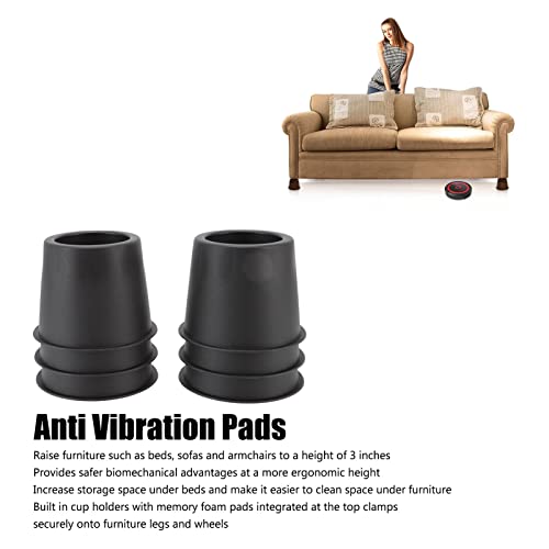 Tafel Sofa Riser, 6PCS Ronde verhoogde Bed Blocks Plastic Bed Liften Risers Meubilair Bed Benen Verhoog Blocks Raise Voet Pad voor stoel Bureau thuis kantoor zwart 5,1 X 3,9 Inch 4