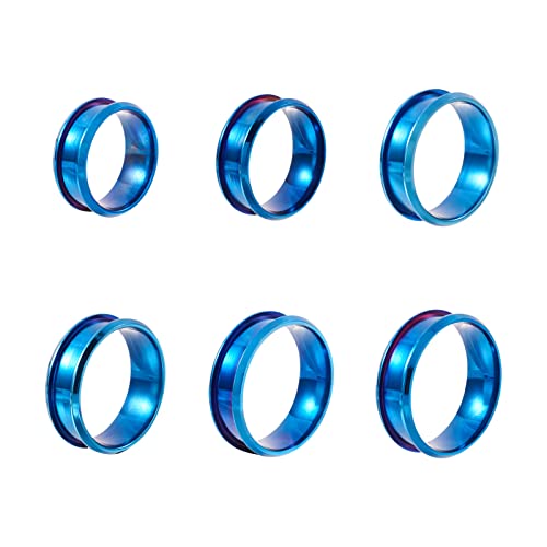 6 st Roestvrij staal Inlay Ring Core Blauw 17mm/18mm/19mm/20mm/21mm/22mm Ronde Grooved Vingerring voor Inlay Ring sieraden maken Mannen Vrouwen