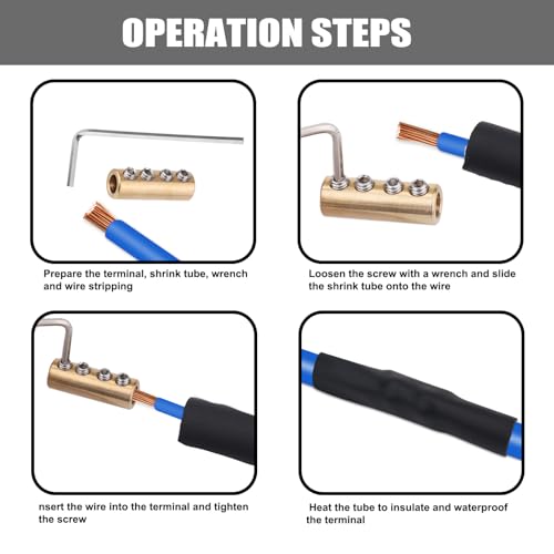 8Scs 6 AWG Wire Connector Nut Set, 80A Quick Coupling Quick Coupling Kit Circuit Connector Inclusief Nuts Heat Shrink Tubing en Schroefklem 5