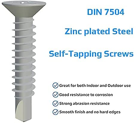 metaalschroeven Zelftappende Phillips Countersunk Flat Head Selfboring (Pack of 10) Gegalvaniseerd voor metalen platen/Skylight Montage DIN7504 P (3.9mm x 13mm)