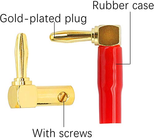 24K Banana Plug 90 Degree Speaker Banana Plug High-end Banana Plug 4mm voor versterker Audioluidspreker Kabelgebonden Polen Goud Verguld 5 Zwart en 5 Rood 4