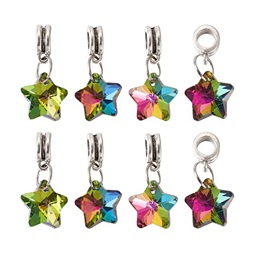 50st Europese Dangle Kralen Met Galvanized Glass Star Charms Hangers voor DIY Sieraden maken