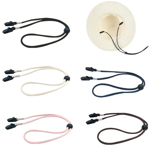 5 st Winddichte hoed band verstelbare hoed kin koord sloten verwijderbare riem clips voethouders voor kamperen, wandelen, reizen, klimmen en buiten activiteiten (5 kleuren),, Multicolour