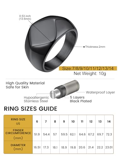 Juwelier Signet ring, zeshoekige, roestvrij stalen vingerring, Metaal, Metaal 5