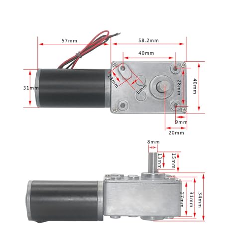 Worm Gear Motor, hoge torsie snelheid vermindert elektrische versnellingsbak Omkeerbare 8mm Shaft 12V(12V 30RPM)