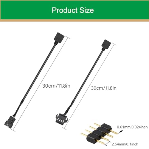 4 Pin RGB Extension Kabel met 4 Pin 12V Man/Vrouw Adapter Kabel voor LED Strips, Computer Fans, Moederborden (3 Kabels Man, 3 Vrouw) met 6 Pack 4 Pin