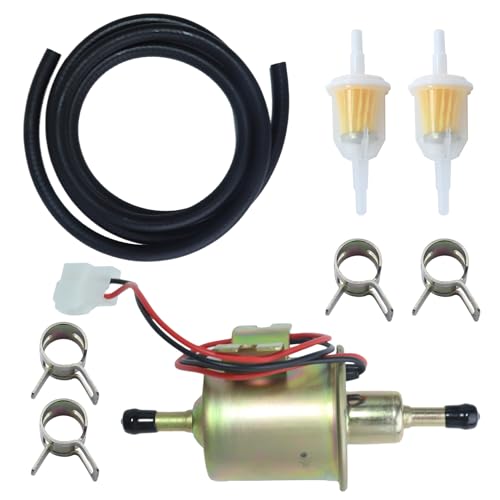 Universele elektrische 12V-auto brandstofpomp HEP-02A Geschikt voor auto, vrachtwagen, boot, grasmaaier, carburator met brandstofleiding + 2 brandstoffilters + 4 slangklemmen 5